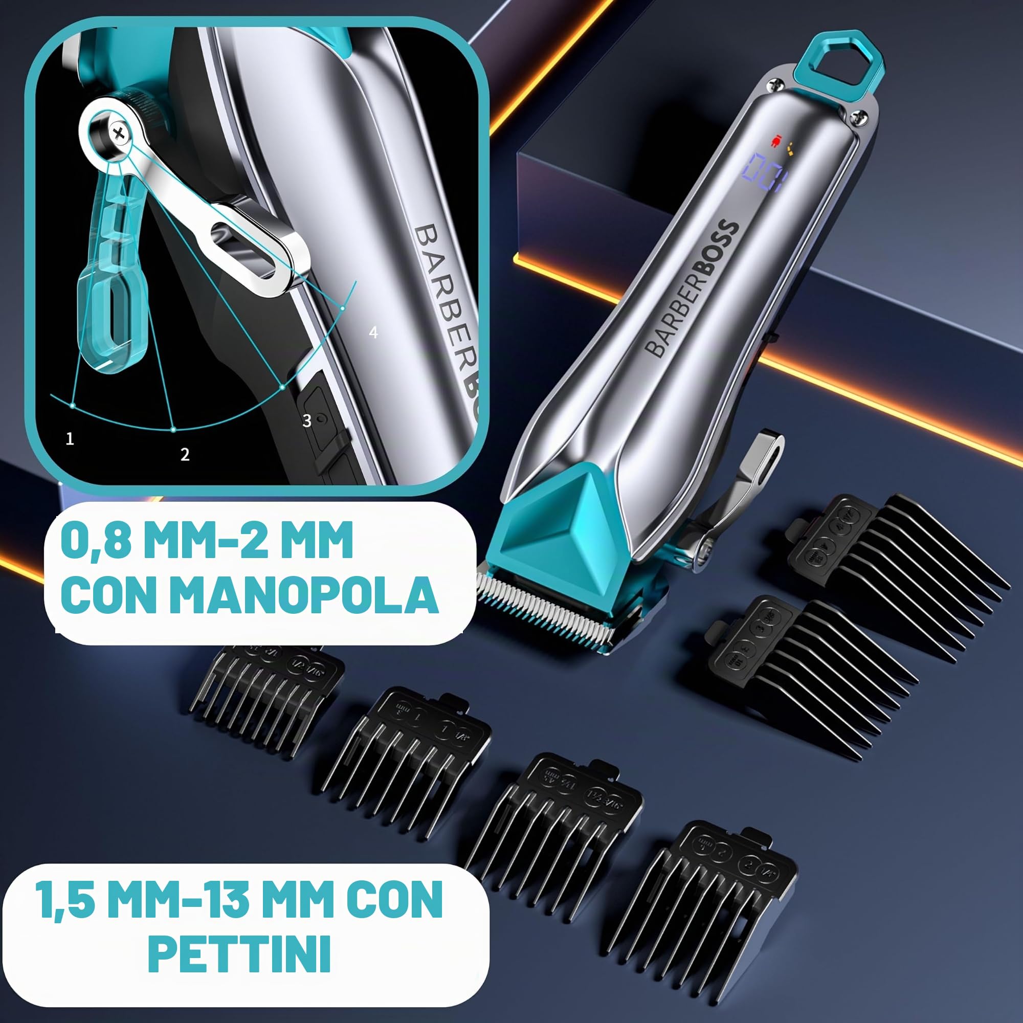 BarberBoss tosatrice per cani senza fili, tosatrice per cani, Kit per toelettatura cani, tosatrice per gatti per pelo arruffato, Kit per toelettatura animali, tosatrice per animali QR-9088