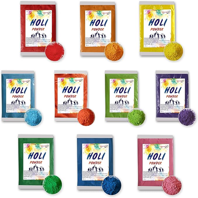 Polvere Colorata Holi Gulal - 5 Colori Mix, 75g Per Sacco, Naturale E Sicura Per Festività E Foto - Foto 7