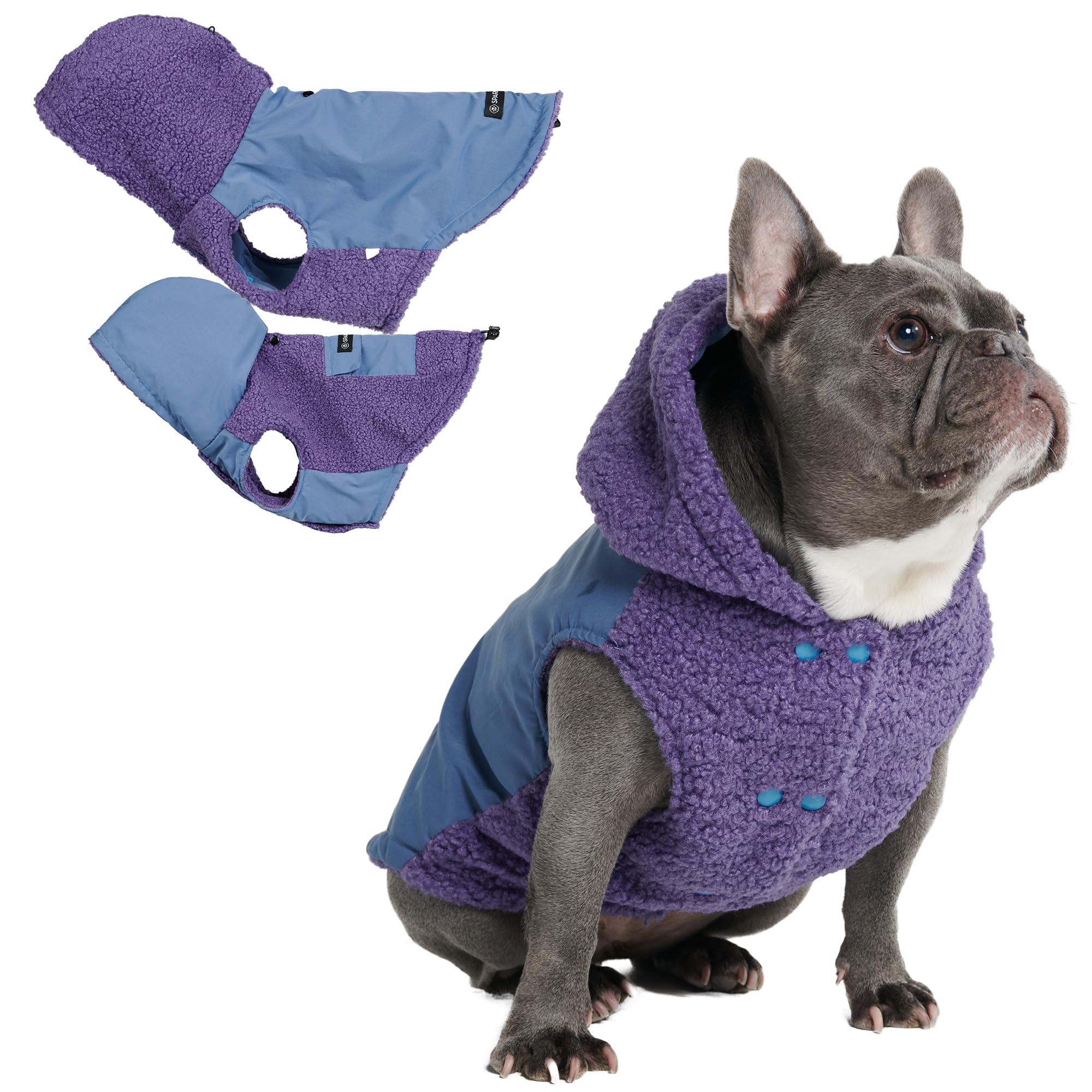 Spark Paws Reversible Dog Hoodie Sweater - Dog Clothes Small Medium Large