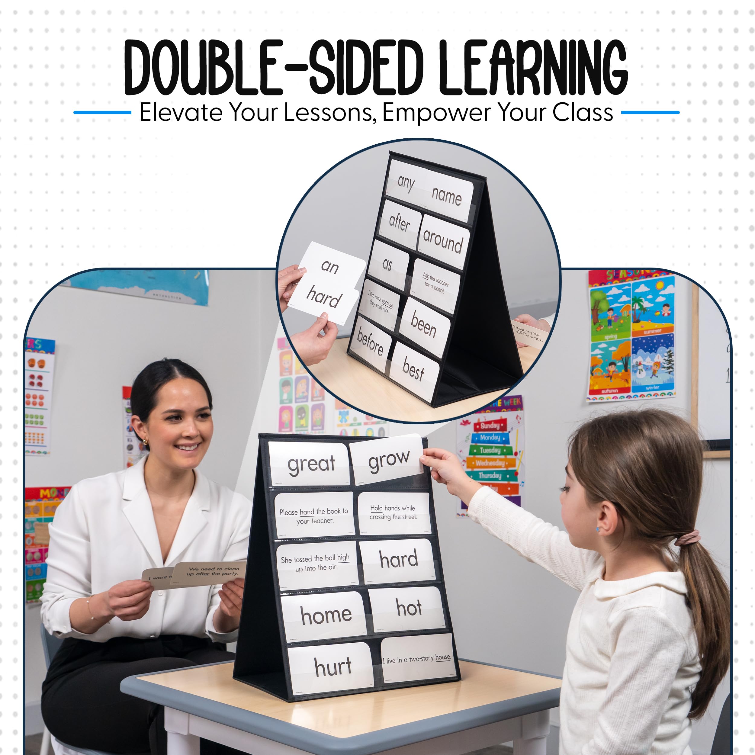 Small Double Sided Table Top Pocket Chart, by Essex Wares, for Individual or Small Group Usage in A Classroom or at Home - Image 3