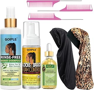 Braid Rinse-Free No Water Shampoo for Locs, Twists, Weaves - Dreadlock Shampoo to Remove BuildUp, Odor, Itch & Flakes, No Residue, Chemical-Free