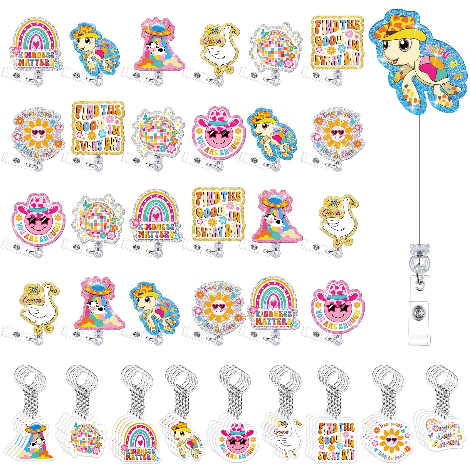 Henoyso 60 Pcs CNA Week Gifts Bulk 2026 for Women, Employee Nursing Appreciation Gifts Bulk, Retractable Badge Reel Nurse Keychain for Nursing Student