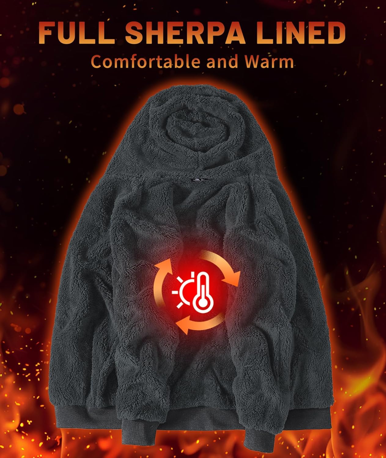 Little Beauty Fleece Hoodies for Men Winter Thick Jackets Sherpa Lined Zip Up Sweatshirt With Kanga Pocket - Image 3