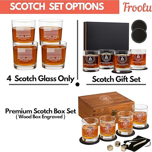 Miniatura 3 de Juego de vasos de whisky militar personalizados, 4 vasos escoceses personalizados para el ejército, la Armada, la Fuerza Aérea y la Guardia Costera