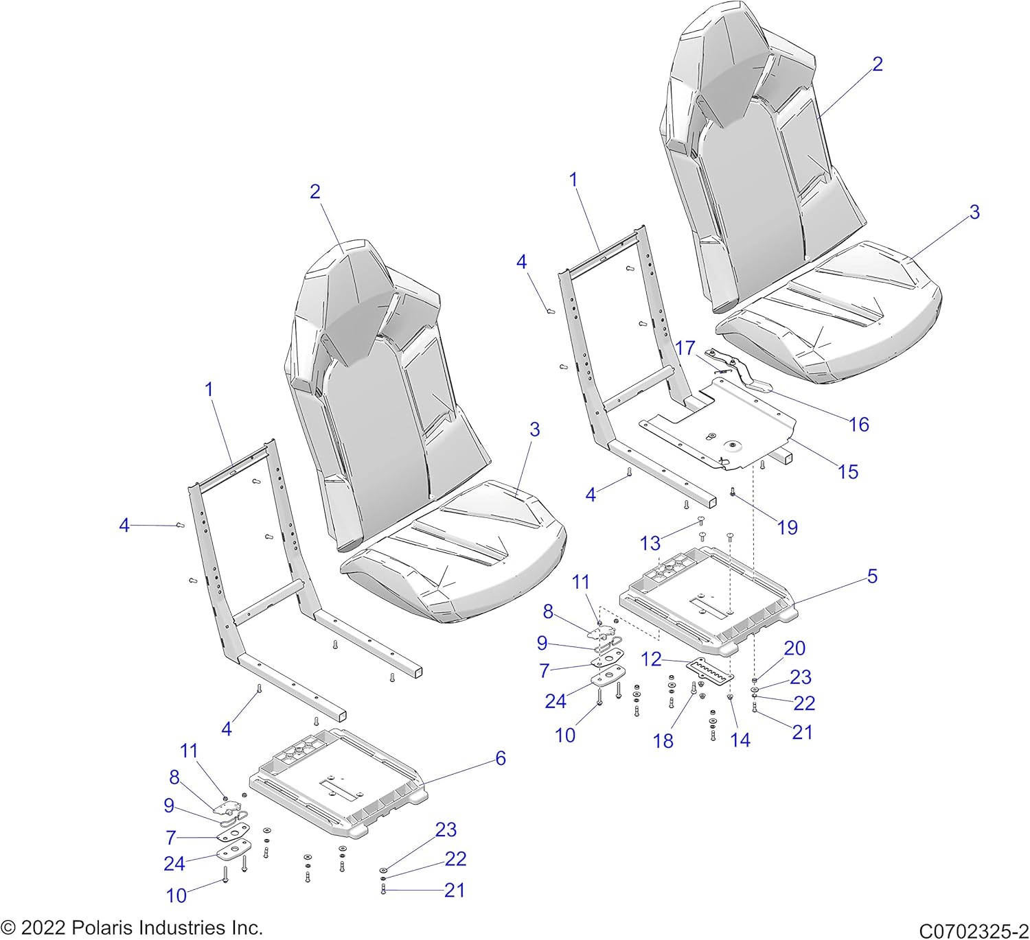 Polaris Ranger Seat Slider Base Assembly, Genuine OEM Part 2685704, Qty 1