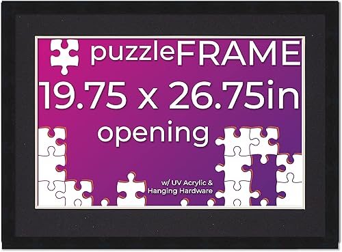 Miniatura 56 de Poster Palooza 16x20 Jigsaw Puzzle Frame Kit - Kit Includes Puzzle Glue Sheets, Black Wood Puzzle Frame with White Mat, UV Acrylic, Backing, Hanging