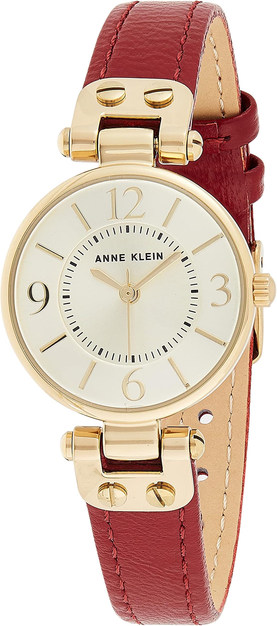 Anne Klein Womens Quartz Watch, Analog Display and Leather Strap