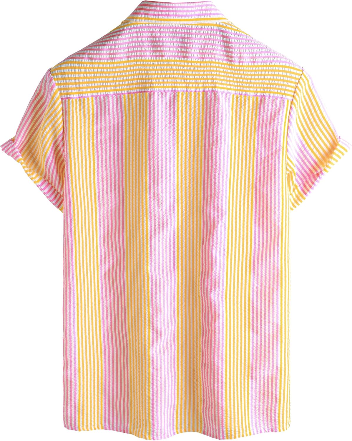 VATPAVE Mens Casual Striped Shirts Short Sleeve Button Down Summer Shirts Regular Fit Beach Shirts with Pocket - Image 2