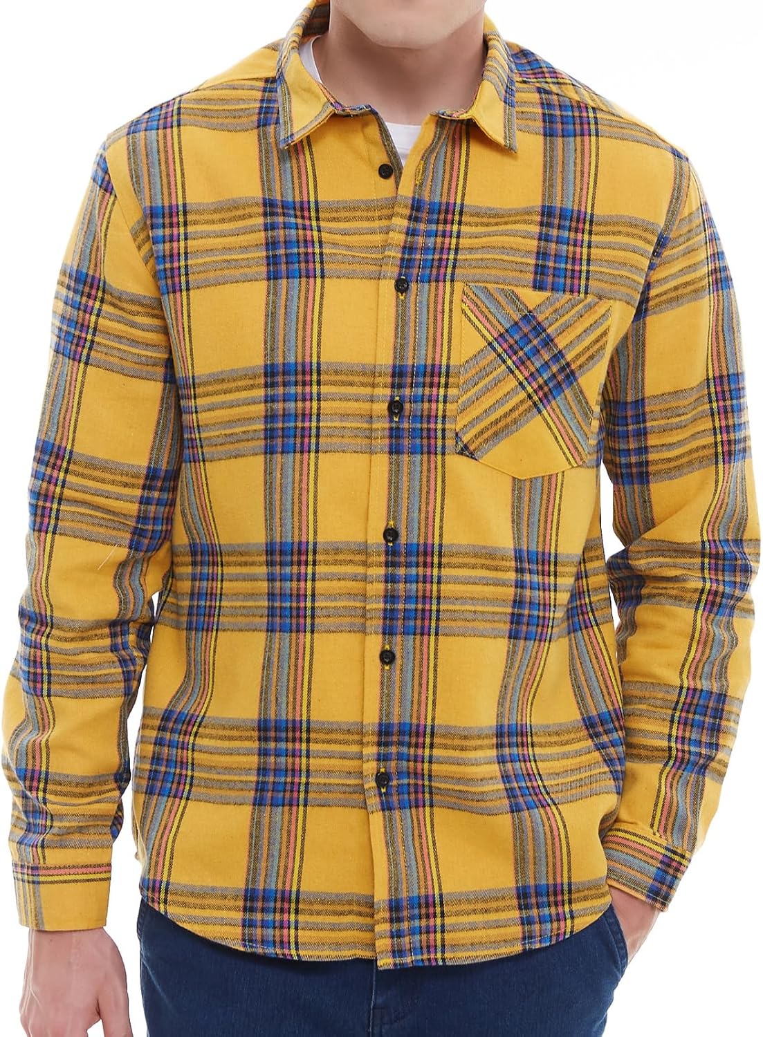 Men's Plaid Flannel Regular Fit Shirts Warm Button Down Long Sleeve Work Casual Shirt - Image 4