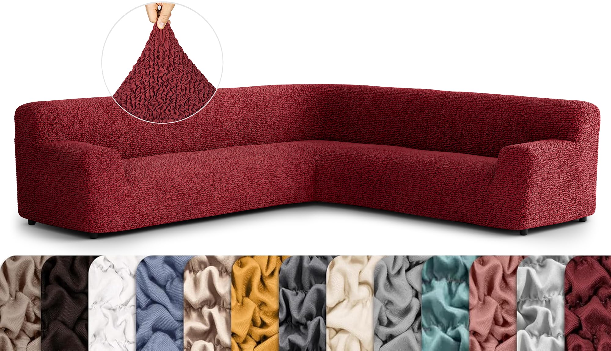 PAULATO BY GA.I.CO. Corner Sectional Couch Cover - L-Shape Couch Slipcover - Washable Polyester Sofa Covers - 1-Piece Form Fit Furniture Protector -