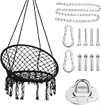 TORIBIO Hammock Chair, Egg Chair, Cotton Rope Swing for Indoor Outdoor | Max Weight 330 lbs, with Hanging Hardware Kit, for Bedroom Indoor, Outdoor, Patio, Yard, Garden, Kids, Adults, White