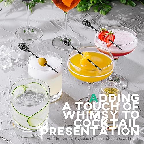 Miniatura 4 de Homestia Juego de 4 muddler de calavera, de acero inoxidable 304 de 10 pulgadas, para mojito y bebidas de frutas, juego de herramientas de bar para