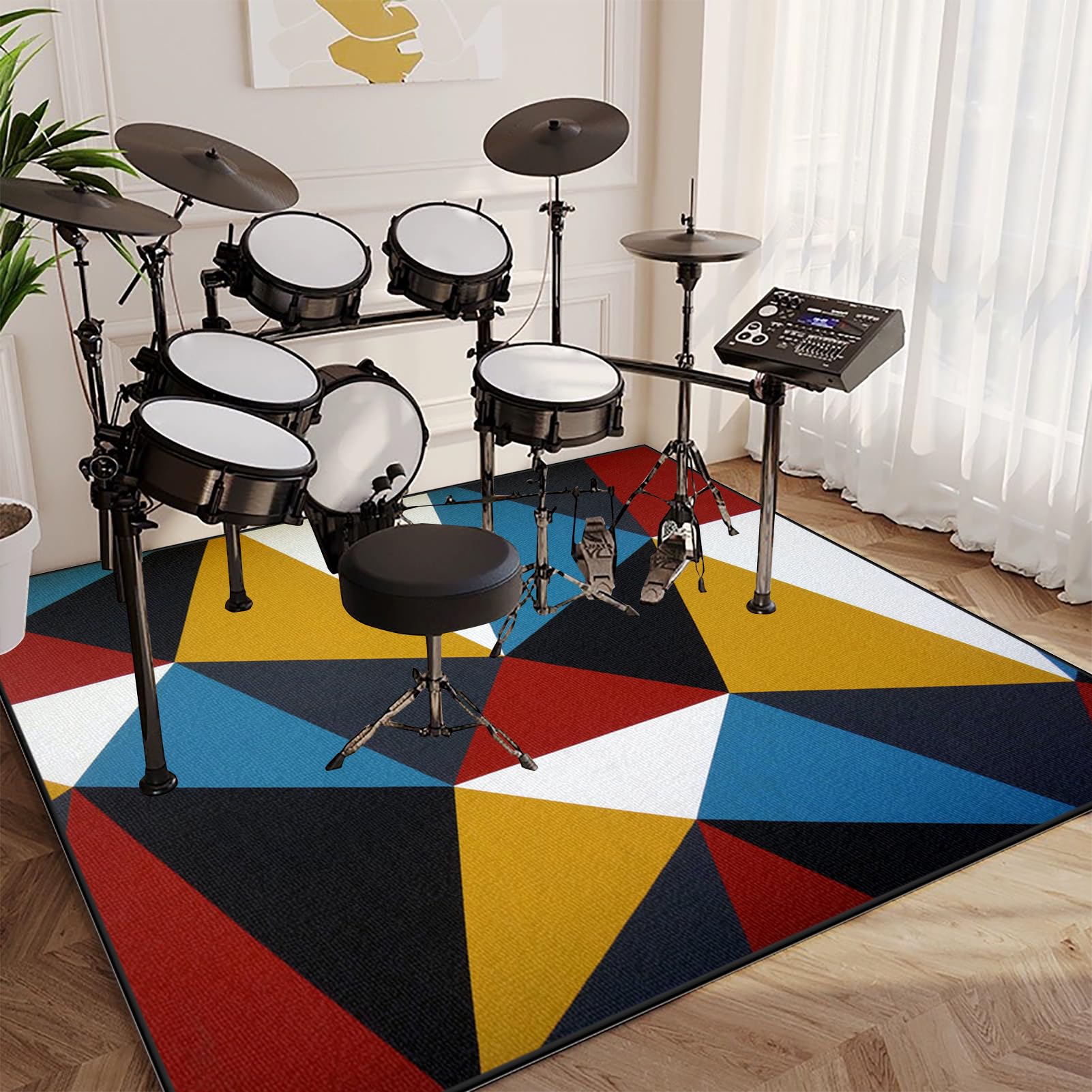 Elektrisches Schlagzeug Teppich, Drum Teppich, rutschfeste Trommel Teppiche, Professionelles Rechteckiges Elektronisches Jazz Schlagzeug Kit, Schallschutzteppich für Studio, Wohnung 160 x 100 cm