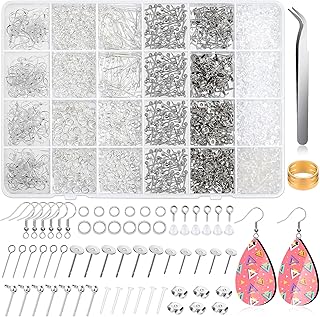 Earring Making Kit Supplies, Cludoo 2393Pcs Hypoallergenic Earring Hooks for Jewelry Making with Jump Rings, Earring Hooks Posts Backs, Earrings Studs and Tools for Jewelry DIY Making Repair Supplies