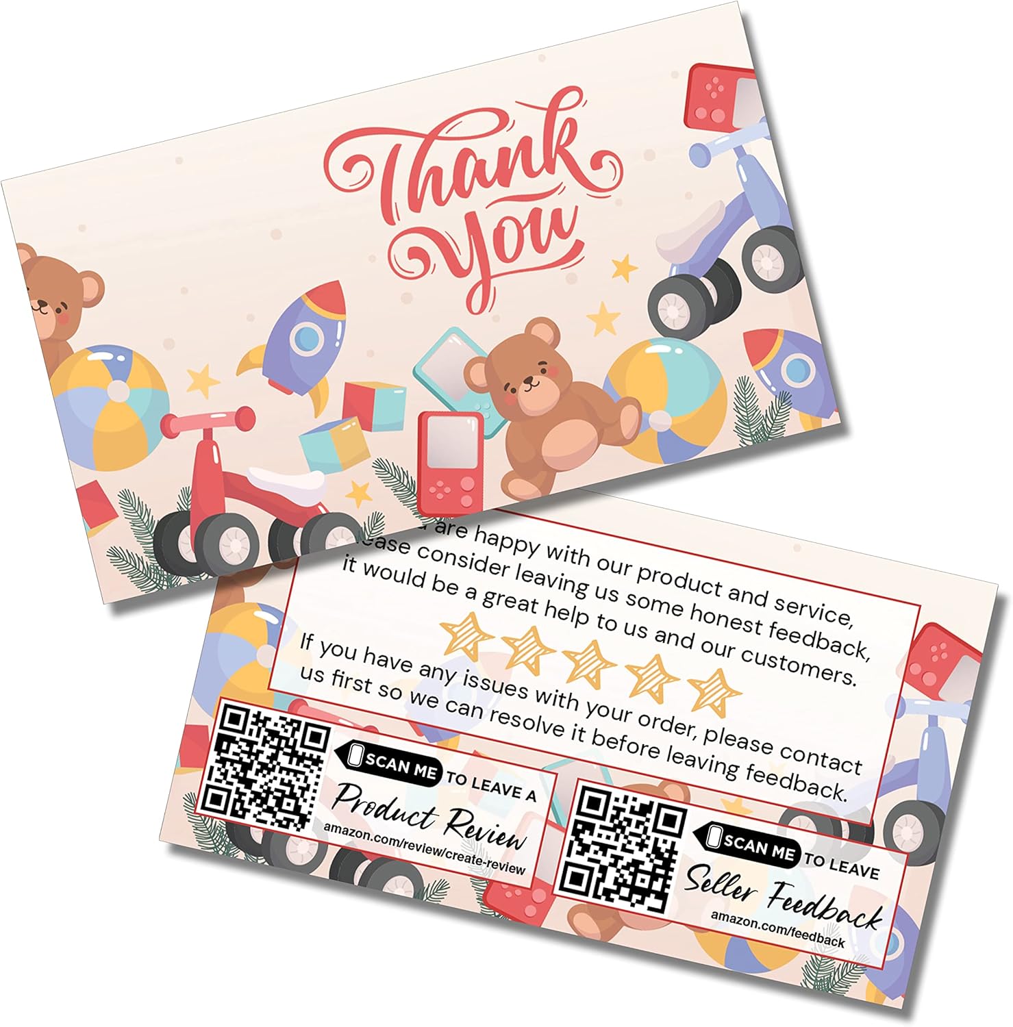 Thank You For Your Purchase Cards (2" x 3.5") Package Inserts with Feedback Request For Amazon Sellers - Small Business Online Retailer (Orange & Black, 500 Cards)