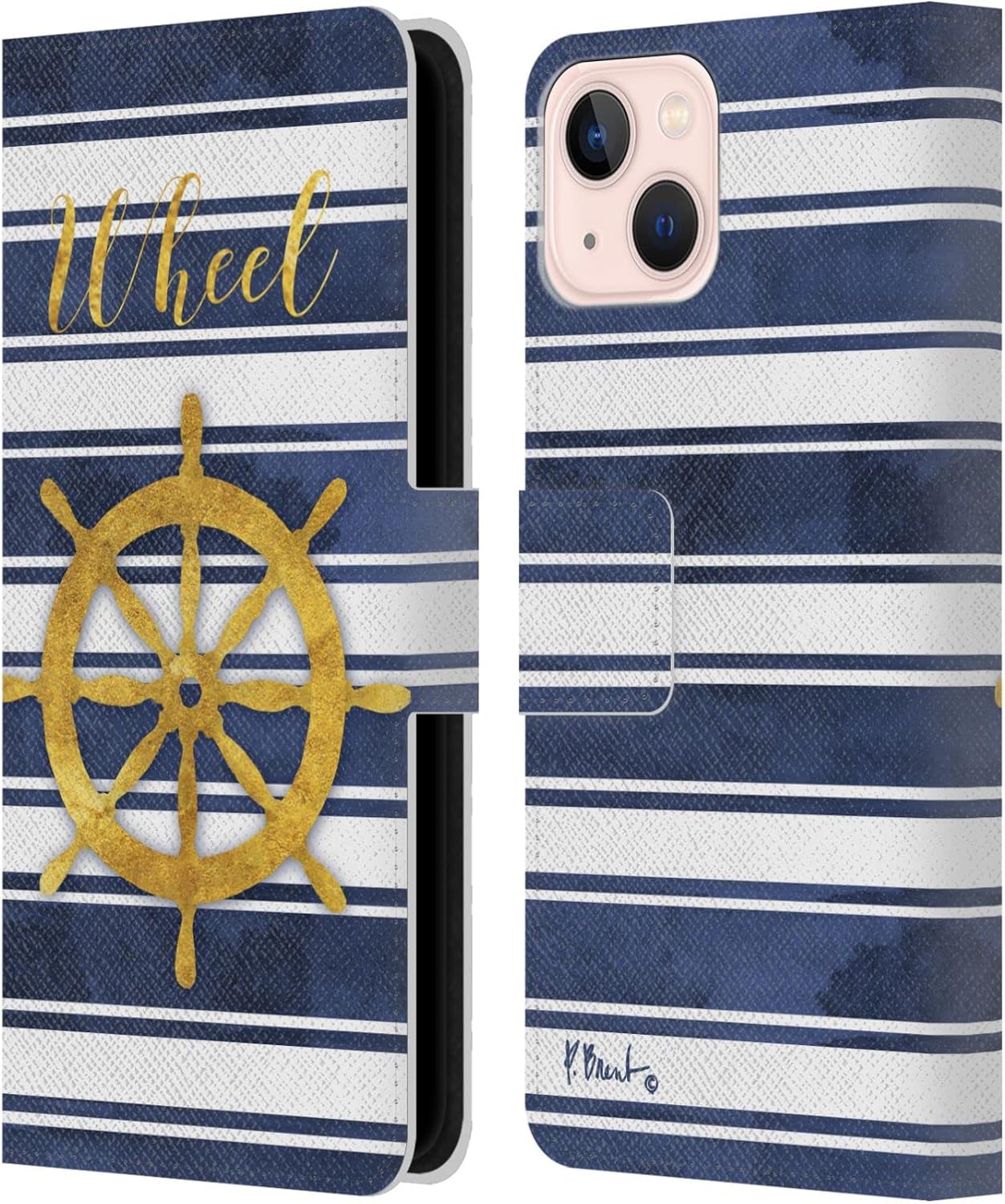 Head Case Designs Officially Licensed Paul Brent Bow Nautical Leather Wallet Case Compatible with Apple iPhone 13