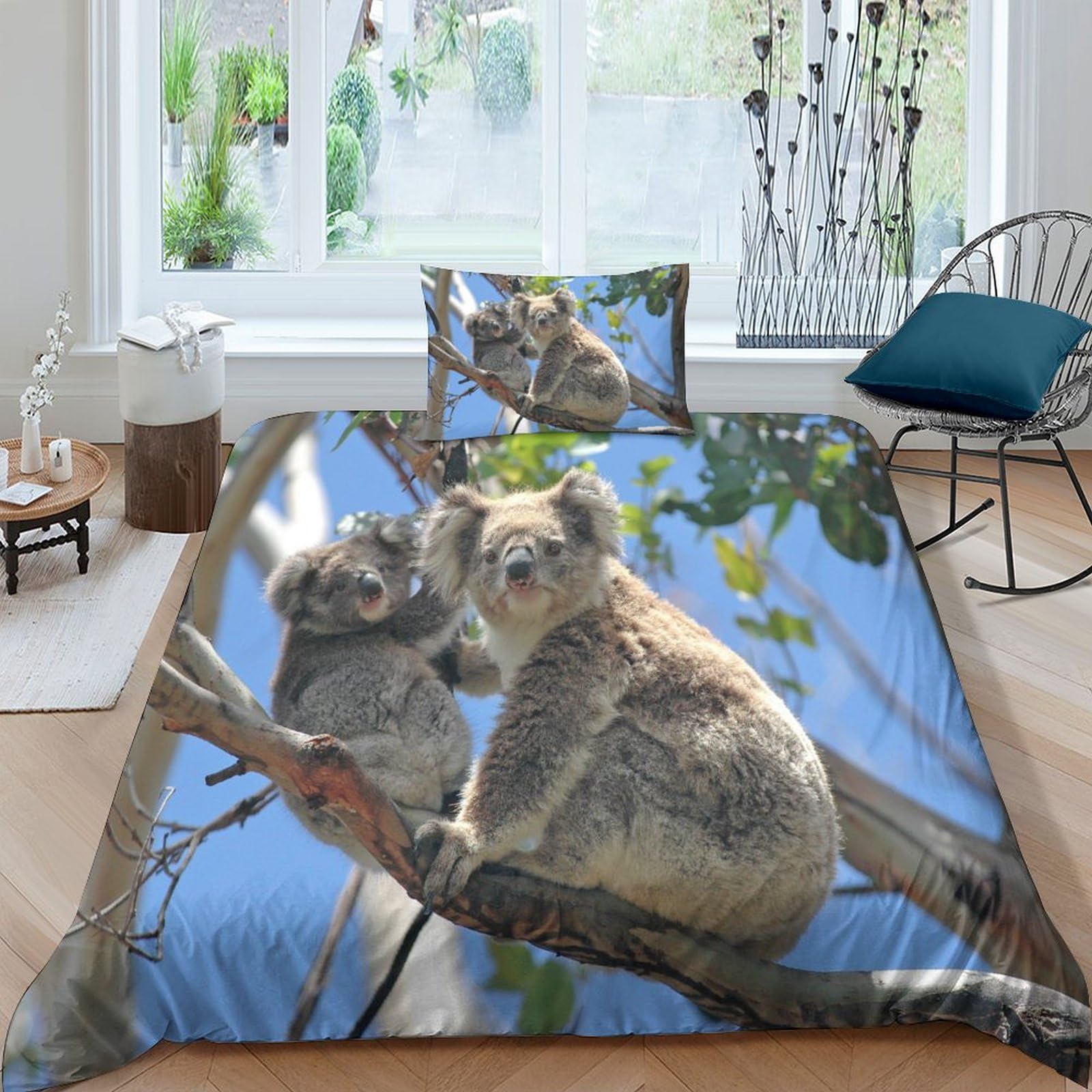 Housse de couette koala 135x200 pour chambre d'enfant et ado passionné d'animaux