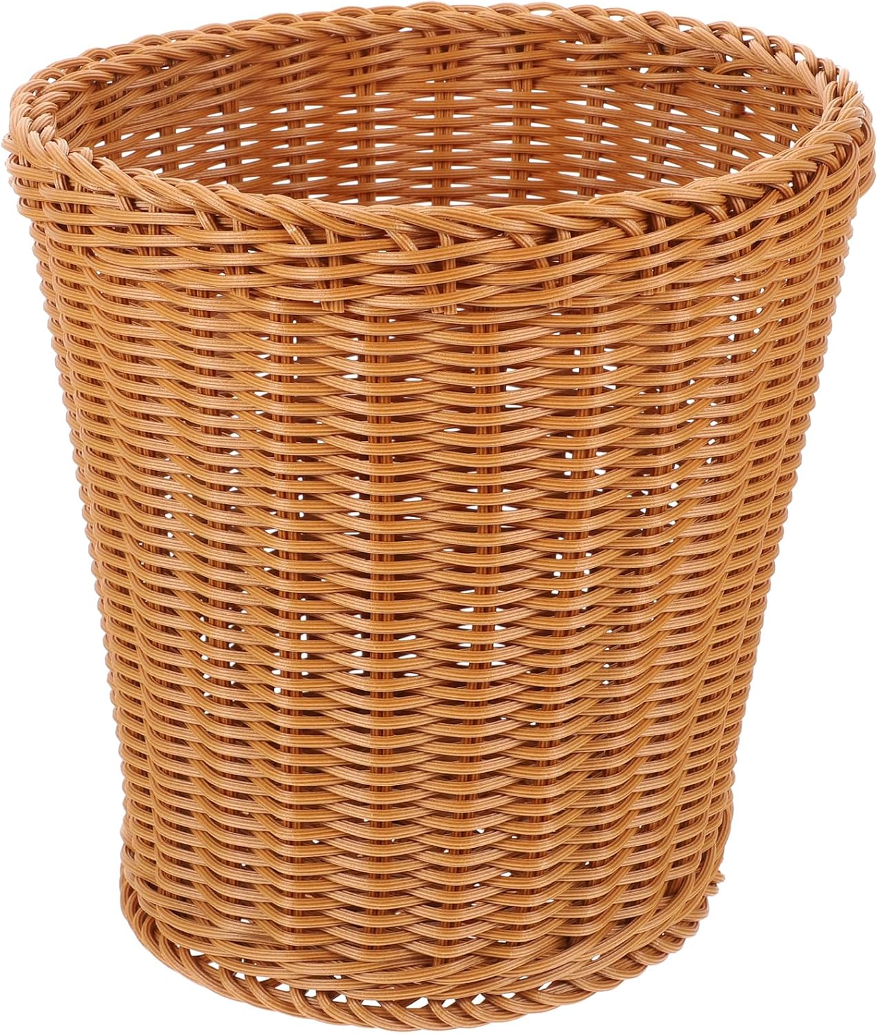 ABOOFAN Woven Trash can Compact Desktop Waste Basket Natural Style Wicker Storage Bin for Bathroom Bedroom Kitchen Office 9.65X9.65X9.65 Inches