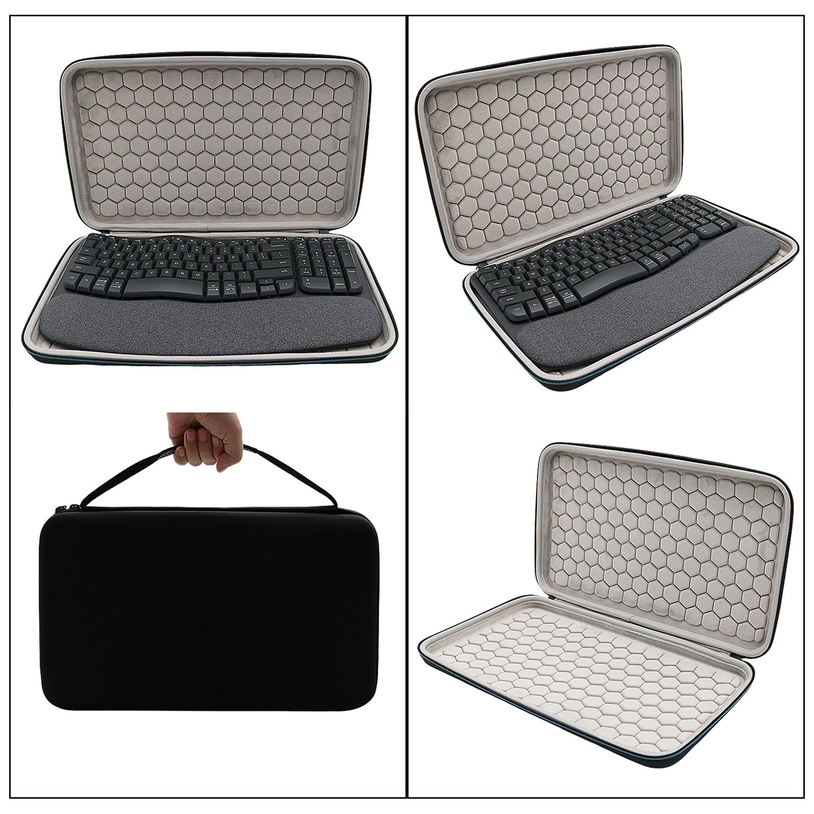 Funda de teclado para teclado funda rígida de viaje para teclado inalámbrico compatible con teclado ergonómico inalámbrico
