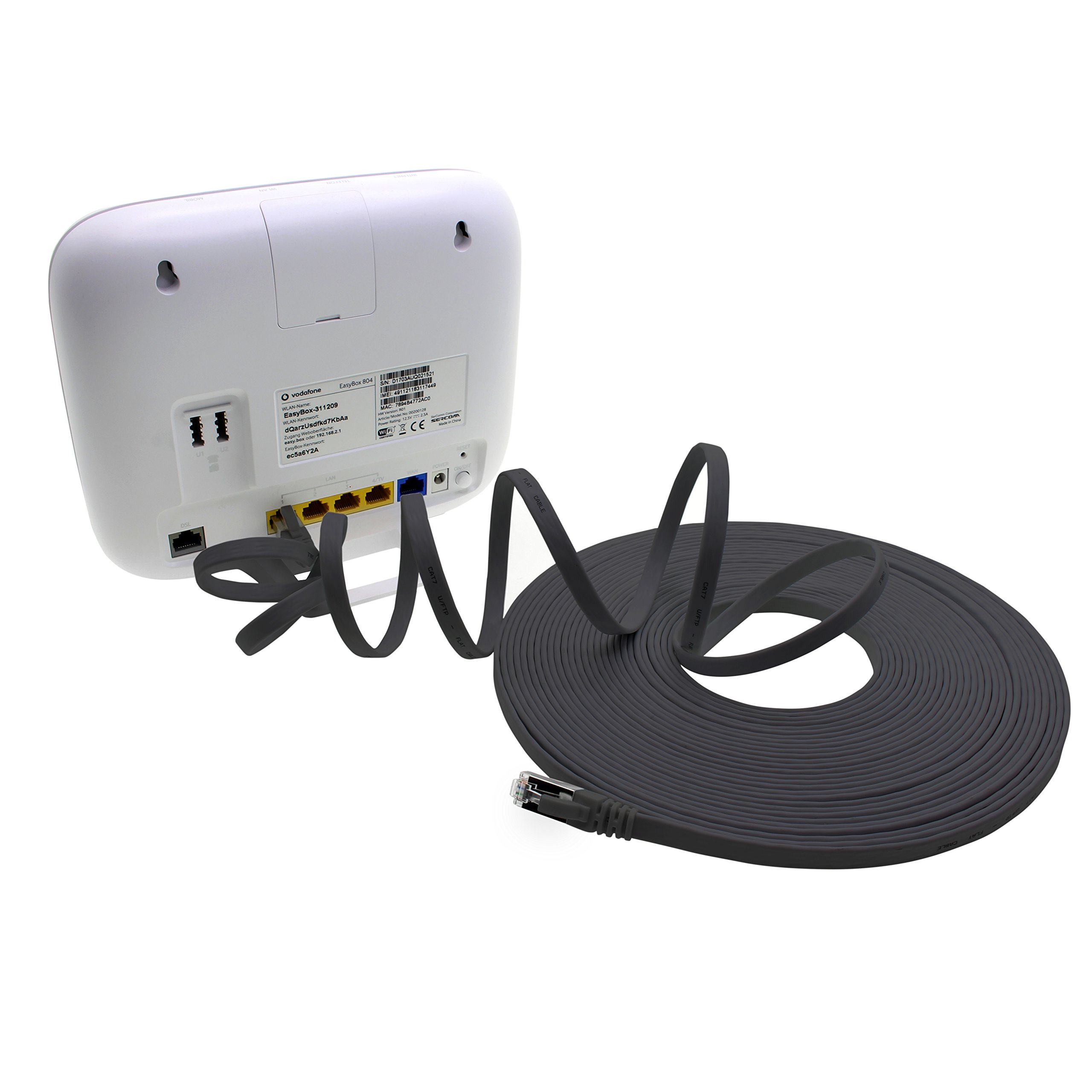 1aTTack.de Cat.7 cavo di rete piatto 10GB/s Slim Flat Cavi RJ45 Patch cavi di installazione nastro - compatibile CAT5 CAT6 CAT7 CAT 8 Nero - 10 unità 2m