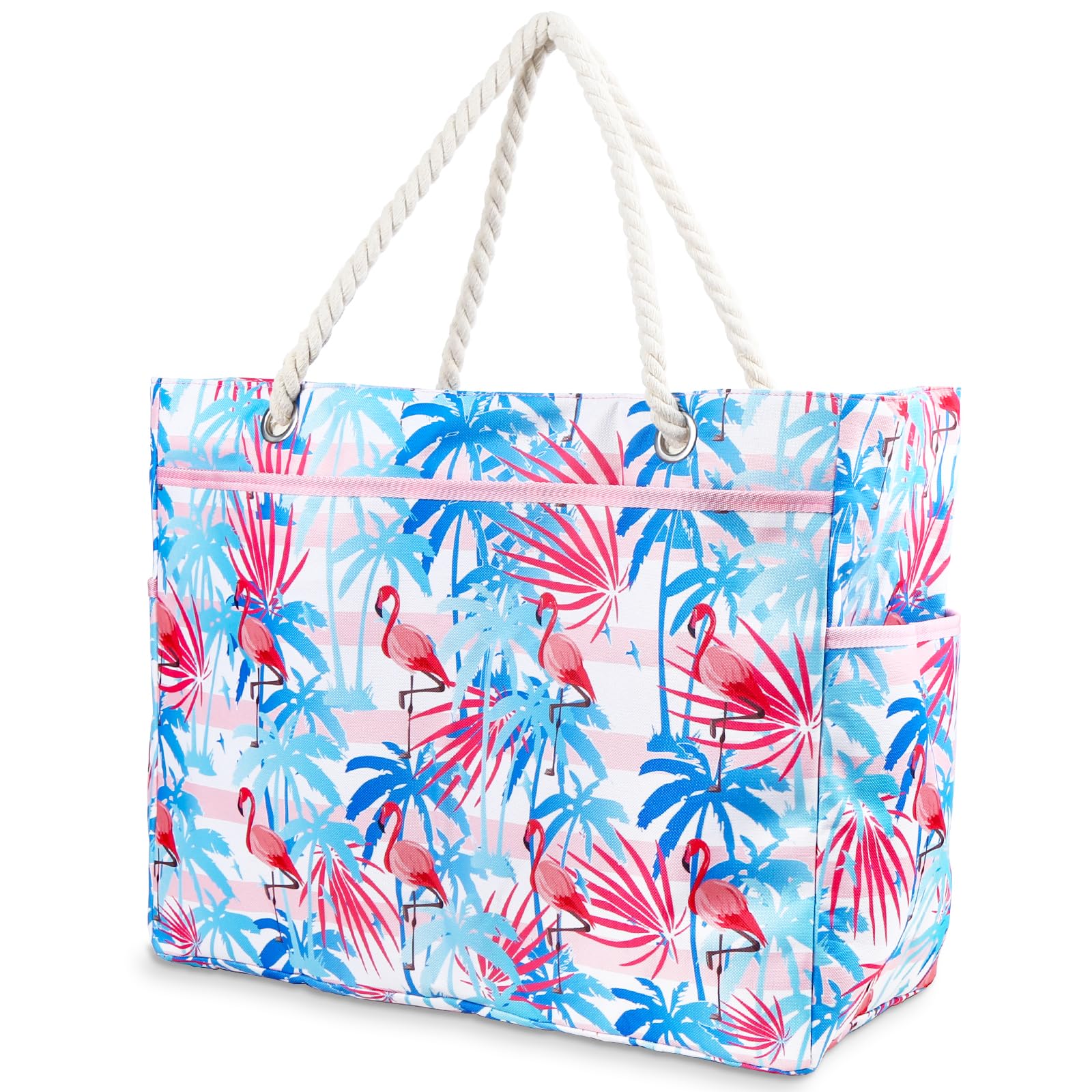 Heartsking Bolsa de Playa Mujer, Bolso Playa Grande XXL Familiar con Cremallera, 45 Litros-Impermeable Bolso de Hombro para Mujer, Bolsa Playa Plegable para Playa, Piscina y Camping