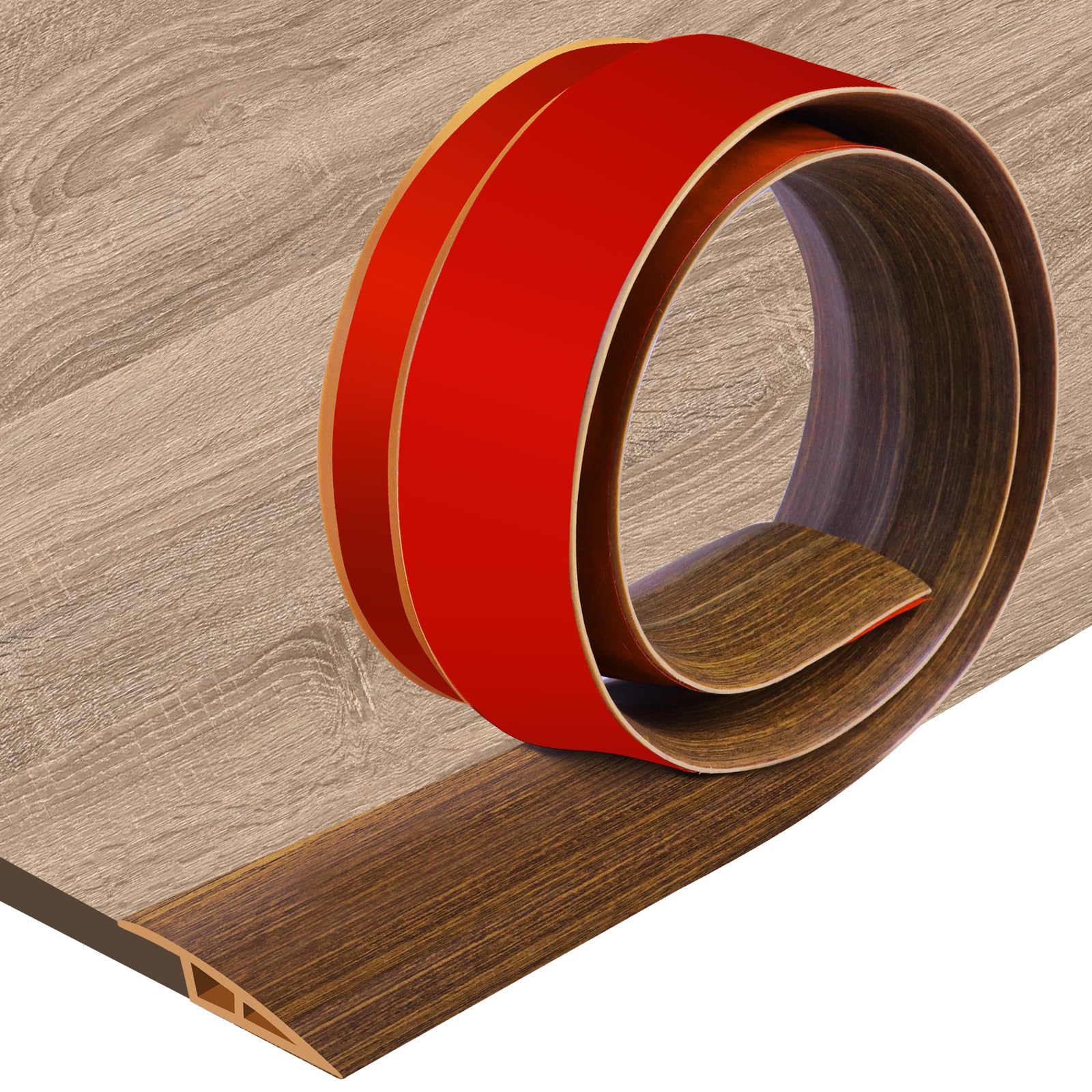Self-Adhesive Floor Transition Strip, Door Threshold Strips for Laminate, Tile, and Carpet, Bridges Height Gaps 10-15mm, Flat Laminate Profile Flooring Edge Trim Strip for Doorways