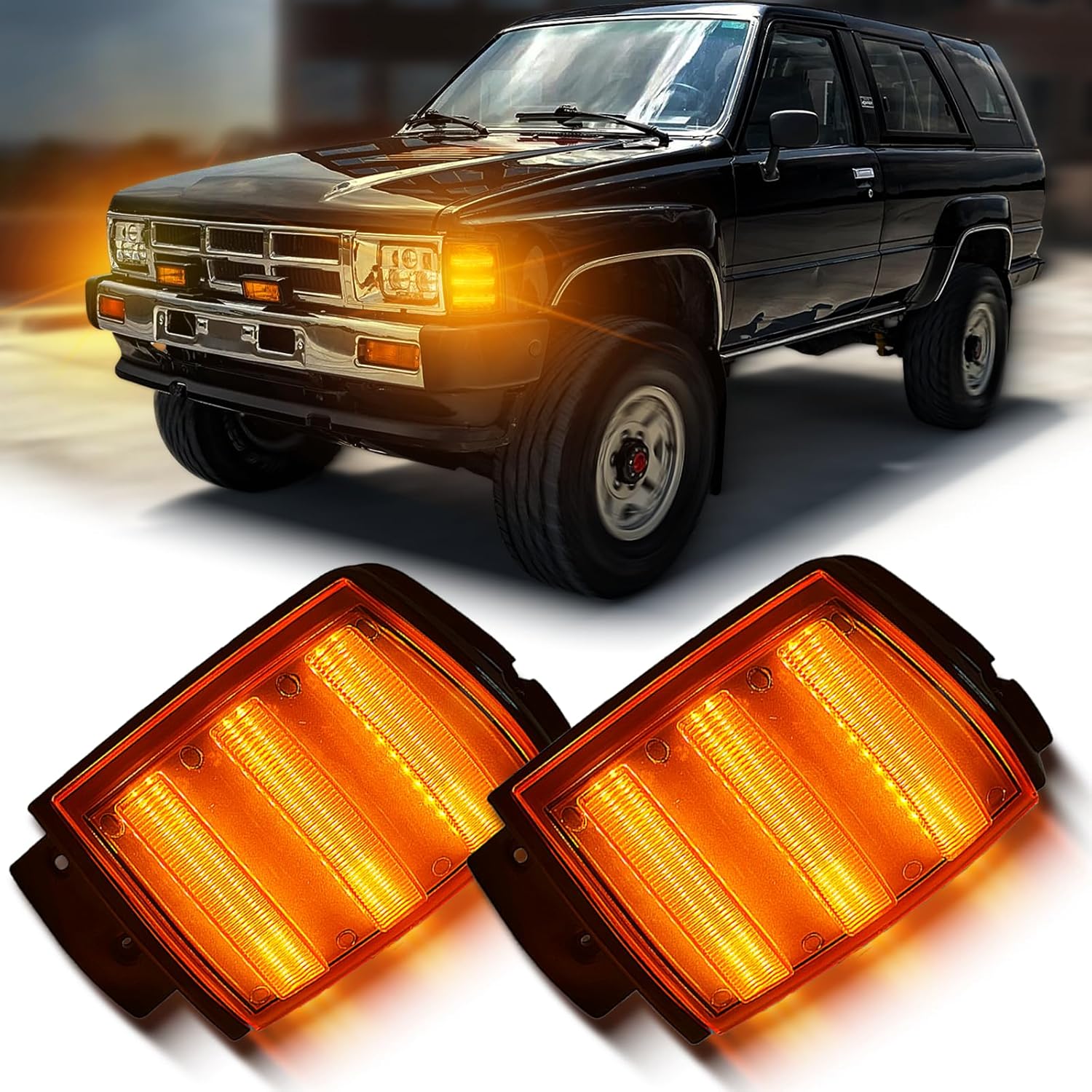 LED Front Headlight Side Marker Lights for Toyota 4Runner Pickup 1984-1988 | Cornering Light | Amber Daytime Running Lights | Park Light | Replacement for OEM：8162089162,8161089162, 2Pcs