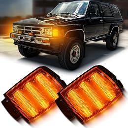 BINQIGOO LED Front Headlight Side Marker Lights for Toyota 4Runner Pickup 1984-1988 | Cornering Light | Amber Daytime Running Lights | Park Light | Replacement for OEM：8162089162,8161089162, 2Pcs