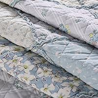 Vista 5 de Edredón Patchwork - Flor Silvestre Azul - Niños o Twin