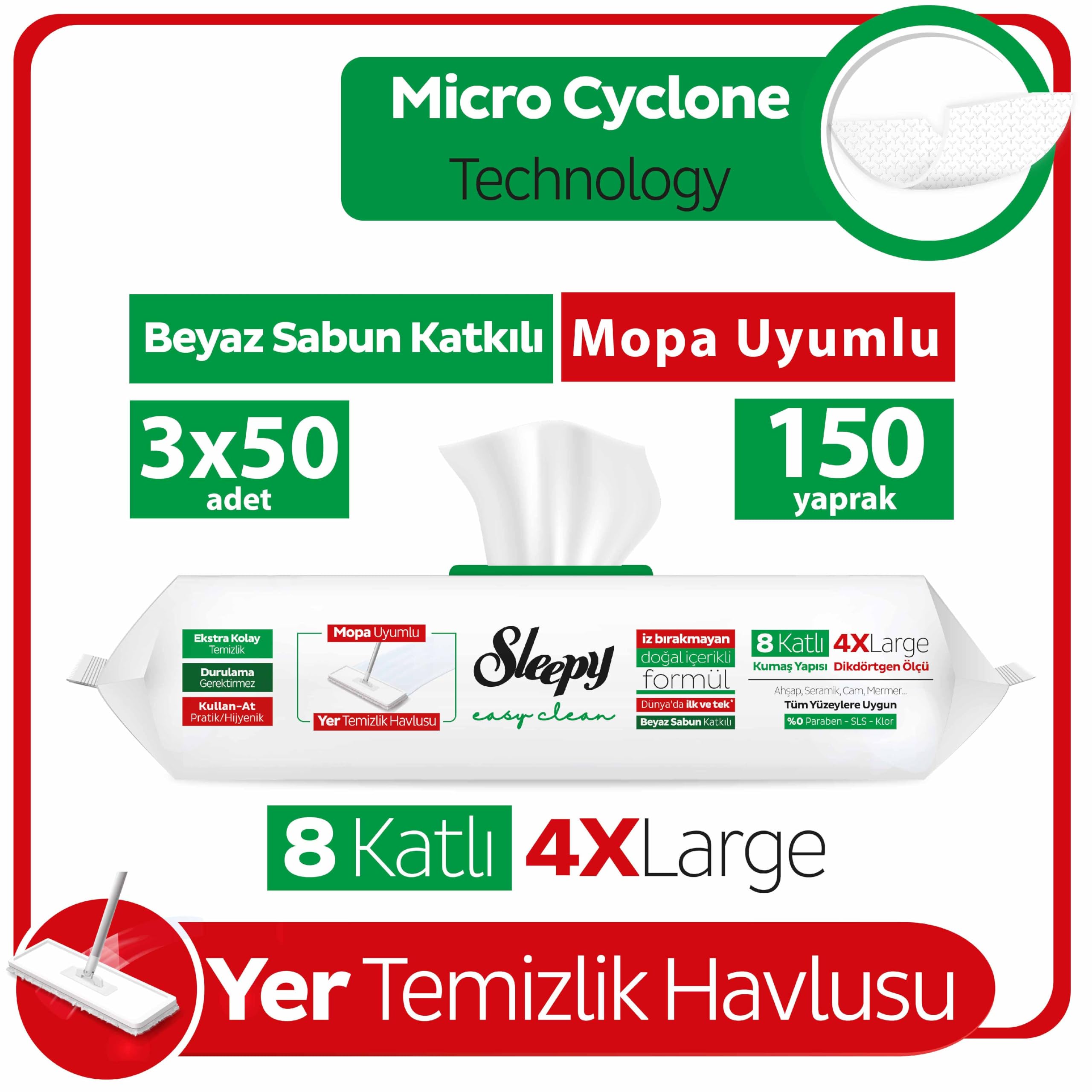 Sleepy Additivo per sapone bianco facile da pulire, compatibile con Mopa, 3 x 50 (150 fogli)