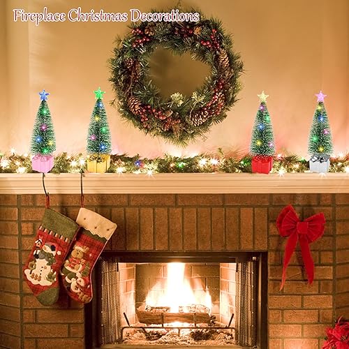 Miniatura 2 de Mini árbol de Navidad con luces  4 piezas de decoración de interiores, árboles pequeños con cadena de luces para mesa de fiesta en casa,