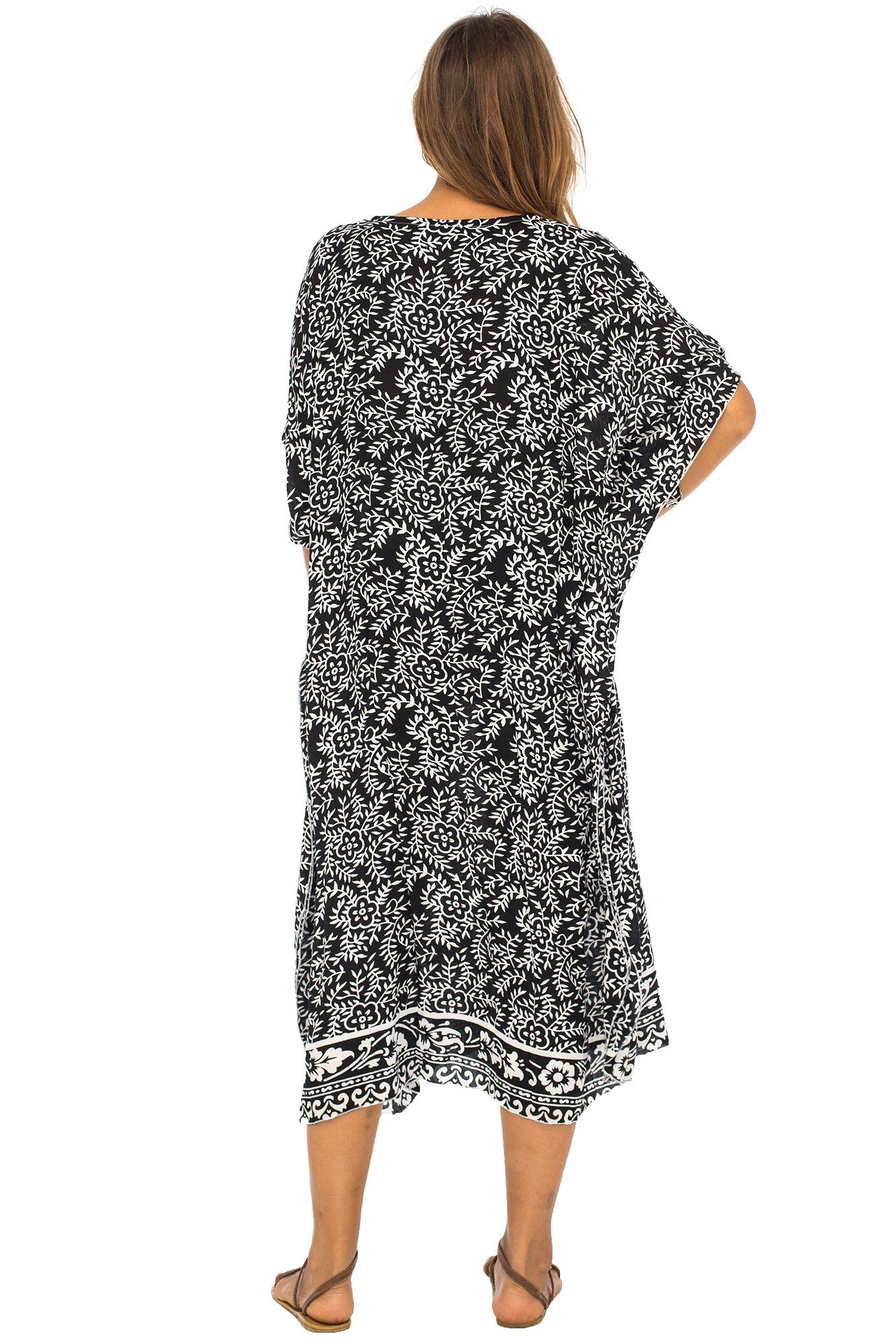 Back From Bali Damska luźna sukienka plażowa maxi okrycie Caftan kwiatowy
