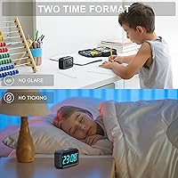 Vista 5 de Reloj a pilas con pantalla LED híbrida de 1.2 pulgadas / LCD de 1.8 pulgadas, reloj despertador digital pequeño inalámbrico, para dormitorio, pared