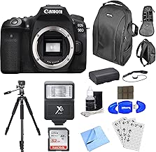 Canon EOS 90D DSLR Camera Body Only With 32GB Memory Card DSLR Backpack Spare Battery More