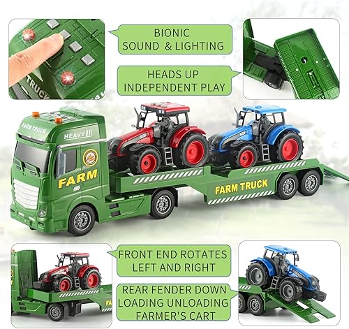 Miniatura 3 de Vehículos de fricción de camión agricultor de 25 pulgadas, 3 en 1, incluye 2 juguetes agrícolas Push & Go para niños pequeños a partir de 3 años