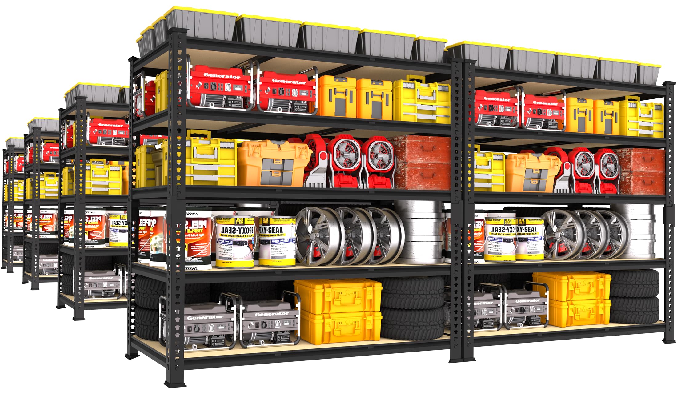 PrimeZone Heavy Duty Garage Storage Shelves - 48" W X 24" D X 72" H Adjustable Metal Shelving Unit, 5 Tier Industrial Shelves for Storage Standing