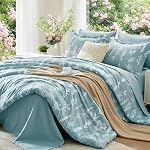 MUXHOMO Queen Comforter Set 7 Pieces, Sage Green Bed in a Bag Queen Reversible Botanical Flowers Design, Ultra Soft & Breathable Bedding Sets with Comforter, Sheets, Pillowcases & Shams