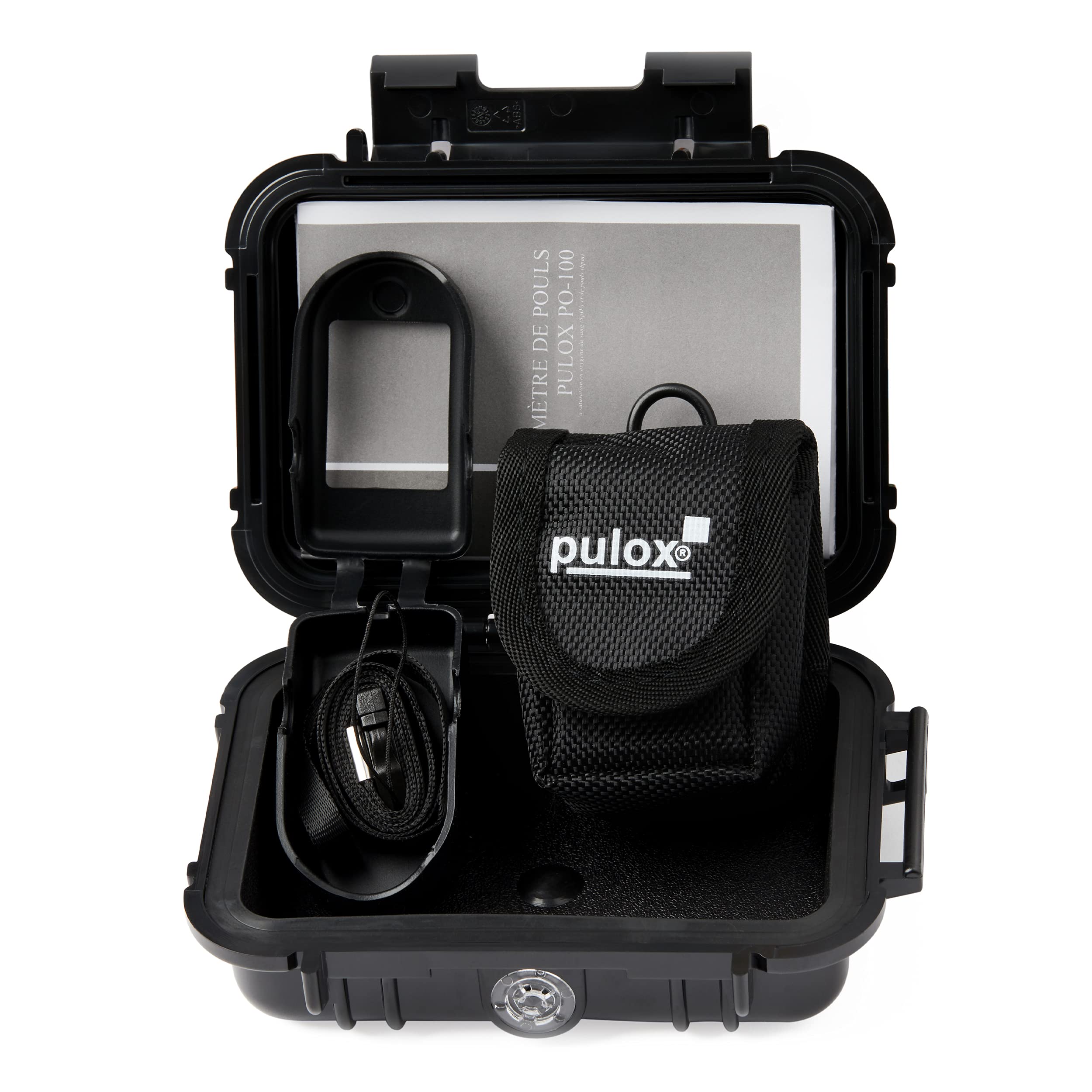 Pulox Oxymètre de pouls PO-100 (Noir) pour mesurer la Saturation en oxygène du Sang, avec Accessoires
