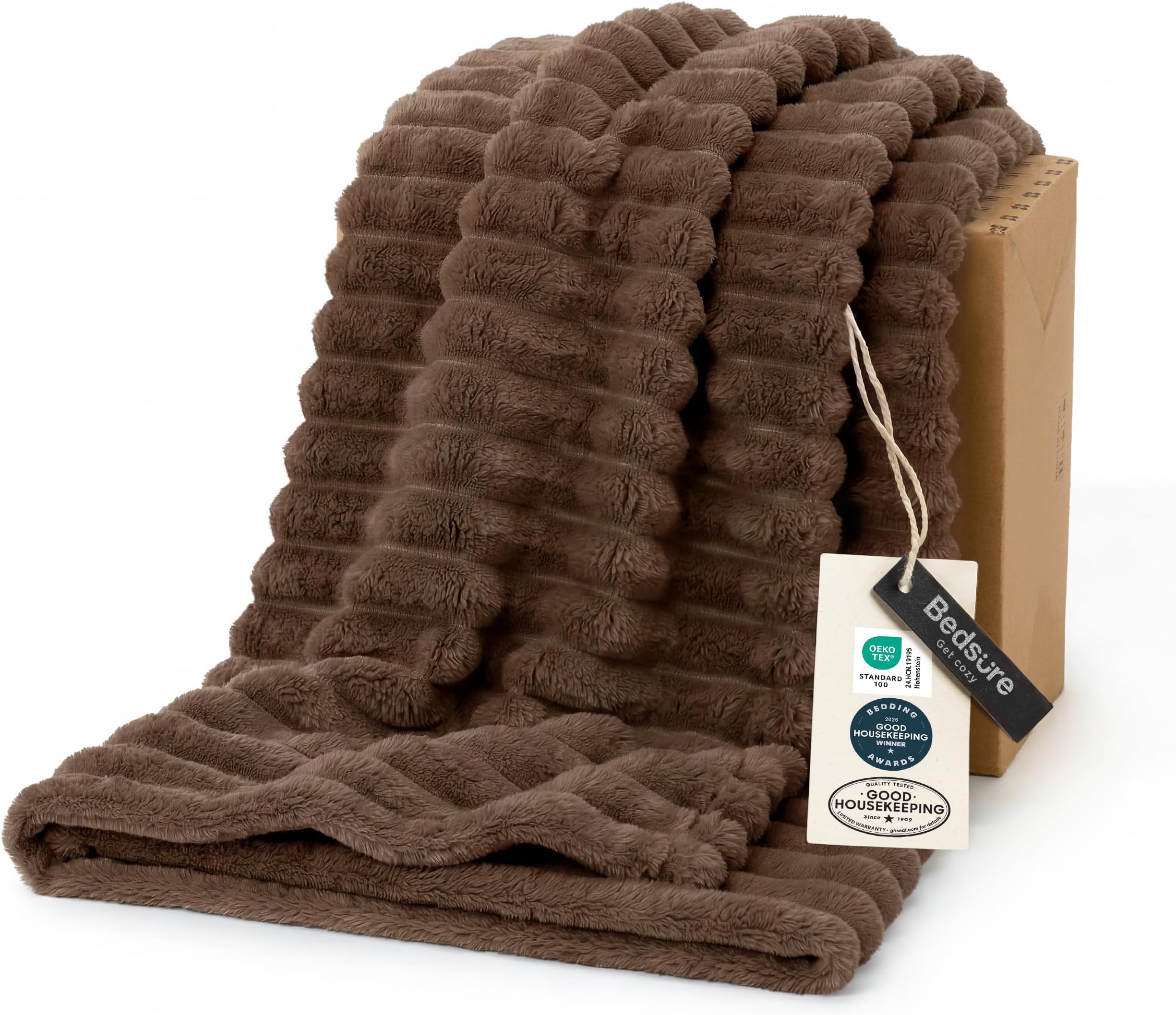 Bedsure GentleSoft Brown Fleece Blanket for Couch - Cozy Soft Blankets for Women, Cute Small Throws for Girls, 50x60 Inches