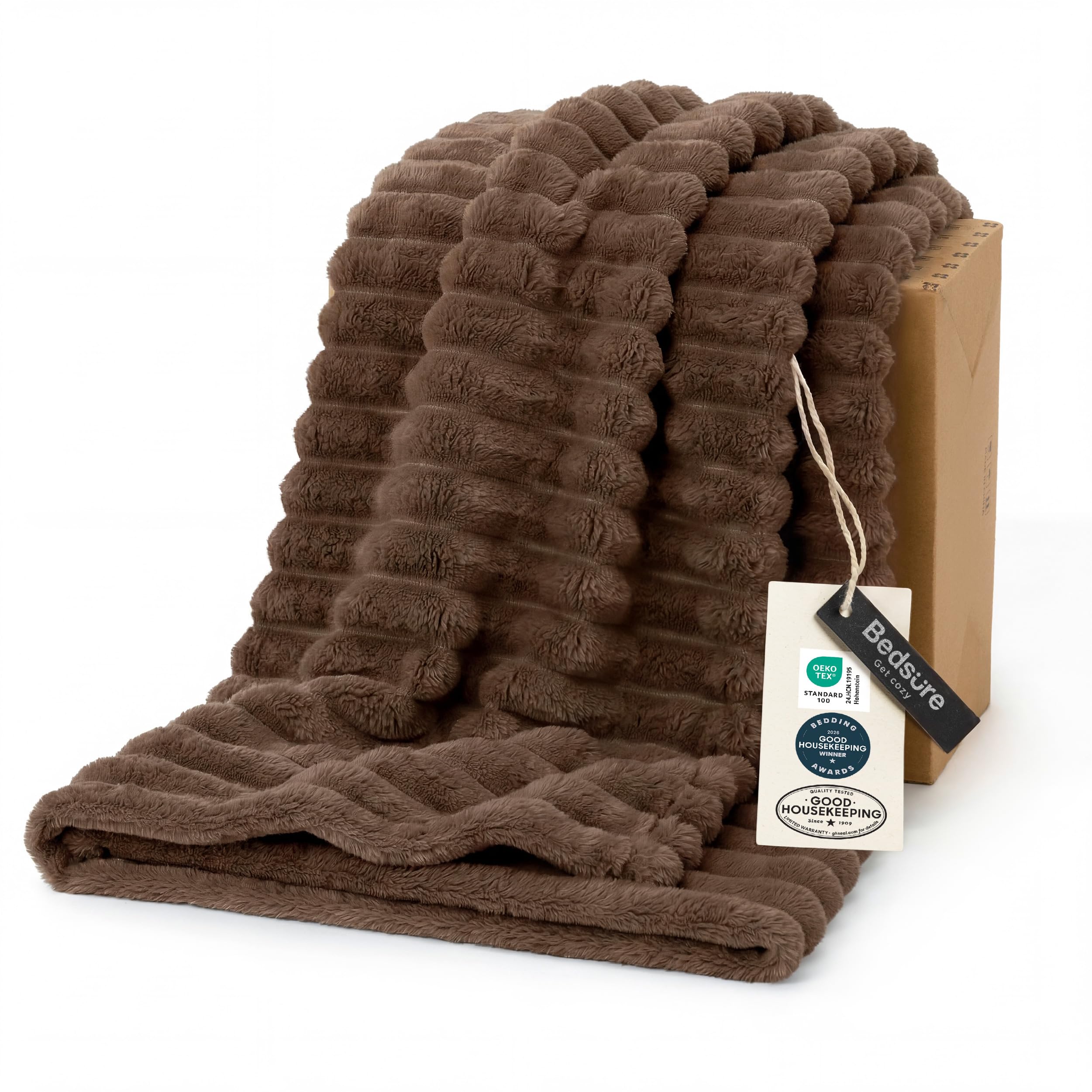 Bedsure GentleSoft Brown Fleece Blanket for Couch - Cozy Soft Blankets for Women, Cute Small Throws for Girls, 50x70 Inches