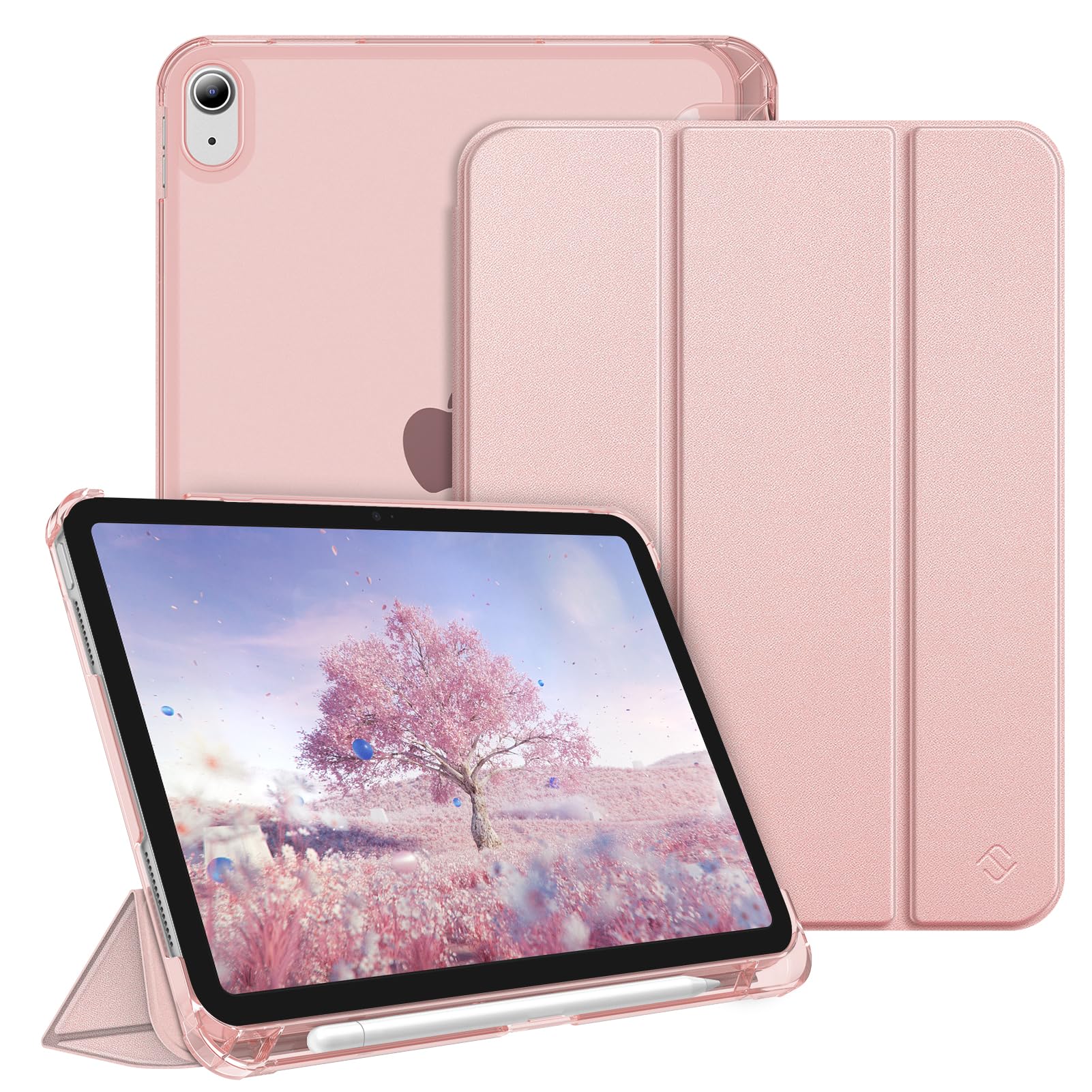Fintie Hülle für iPad A16 11. Generation 11 Zoll 2025 & iPad 10. Generation 10,9 Zoll 2022 mit Stifthalter – ultradünne, leichte Schutzhülle mit Hart-PC, Transparente Rückseite, Roségold