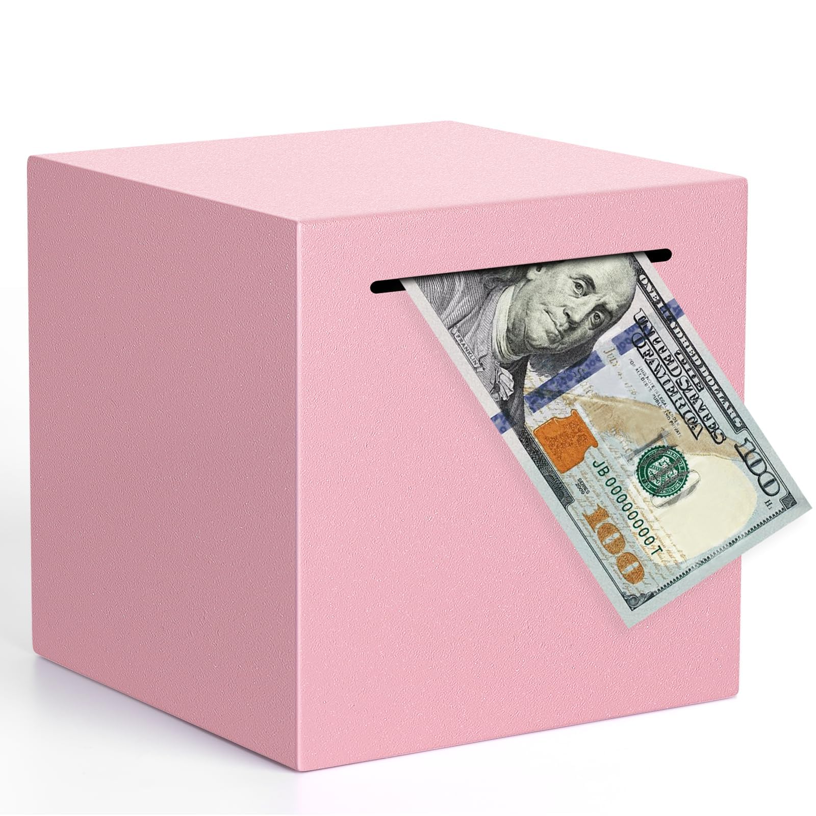 SANZEZ COOLive Adults Piggy Bank Must Break to Open, Unbreakable Stainless Steel Piggy Bank for Adults, Metal Savings Box for Cash Saving (Pink, 4.72 inch)