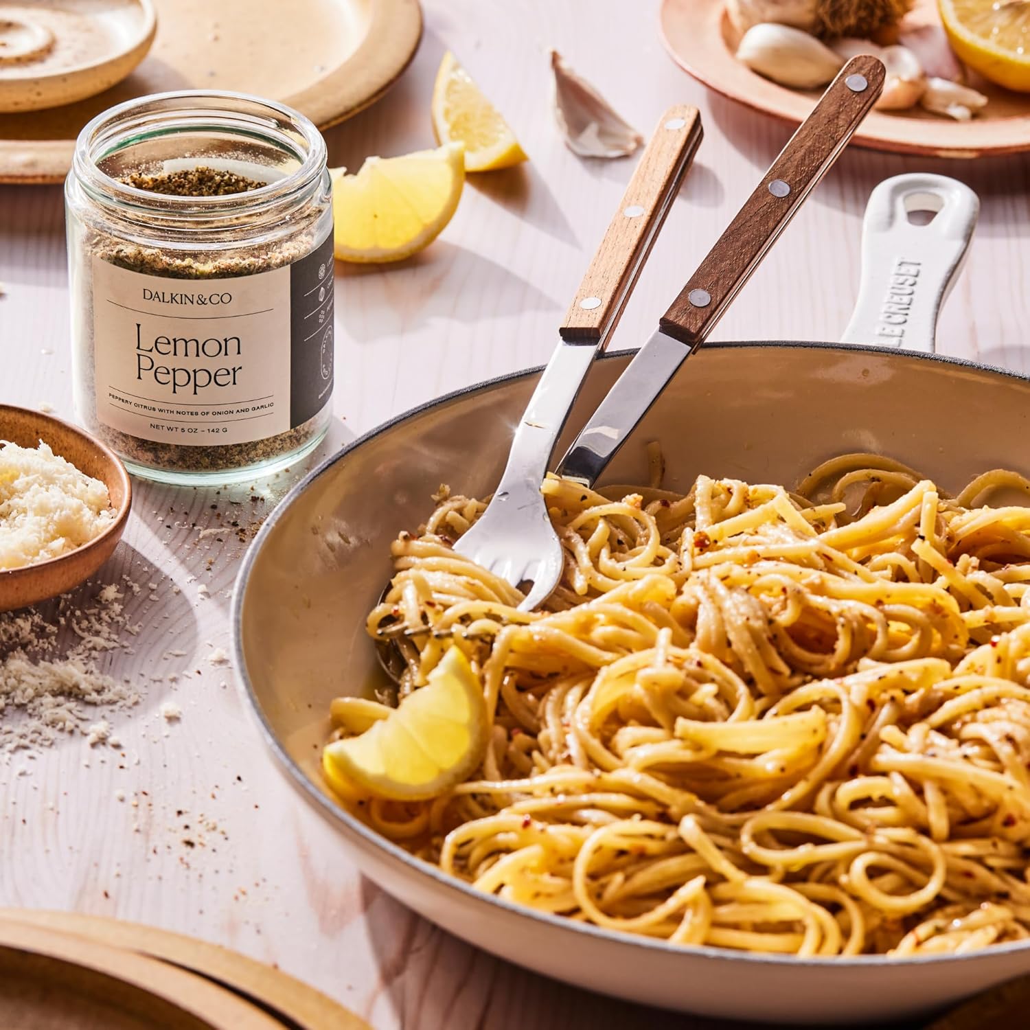 Dalkin & Co. Lemon Pepper Chicken Wing Seasoning, Bright Lemon Peel, Black Pepper, Garlic & Onion Blend, Clean Flavor with No Fillers or Additives, Eco-Friendly Reusable Jar, 5 oz