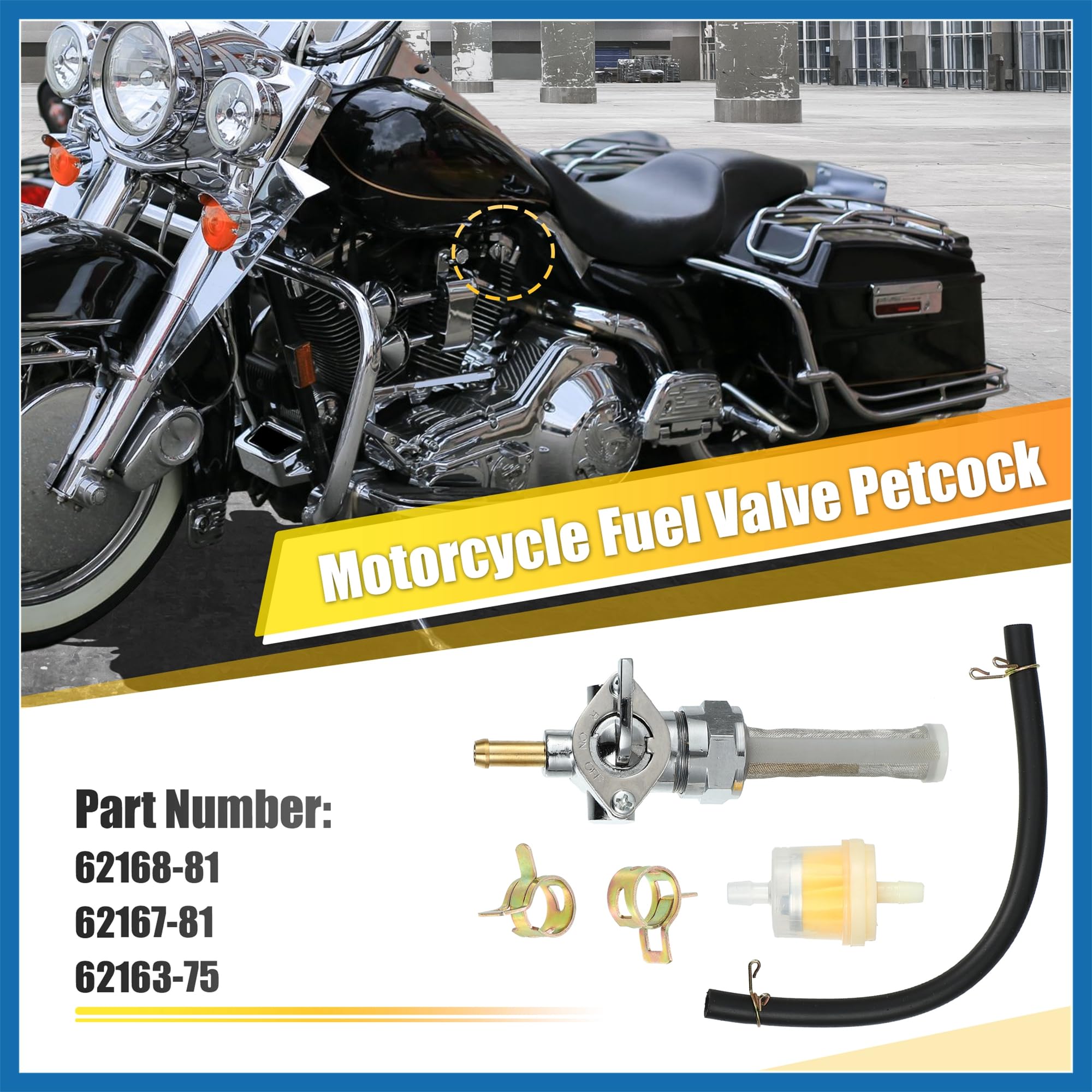 A ABSOPRO 1 Set Gas Carburante Rubinetto Valvola Interruttore per Harley Davidson 62168-81 Sostituzione dell'articolo
