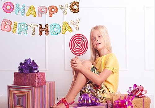 Miniatura 2 de Cartel de feliz cumpleaños con diseño de dona, fiesta de cumpleaños temática para niños, suministros de fiesta de cumpleaños y baby shower