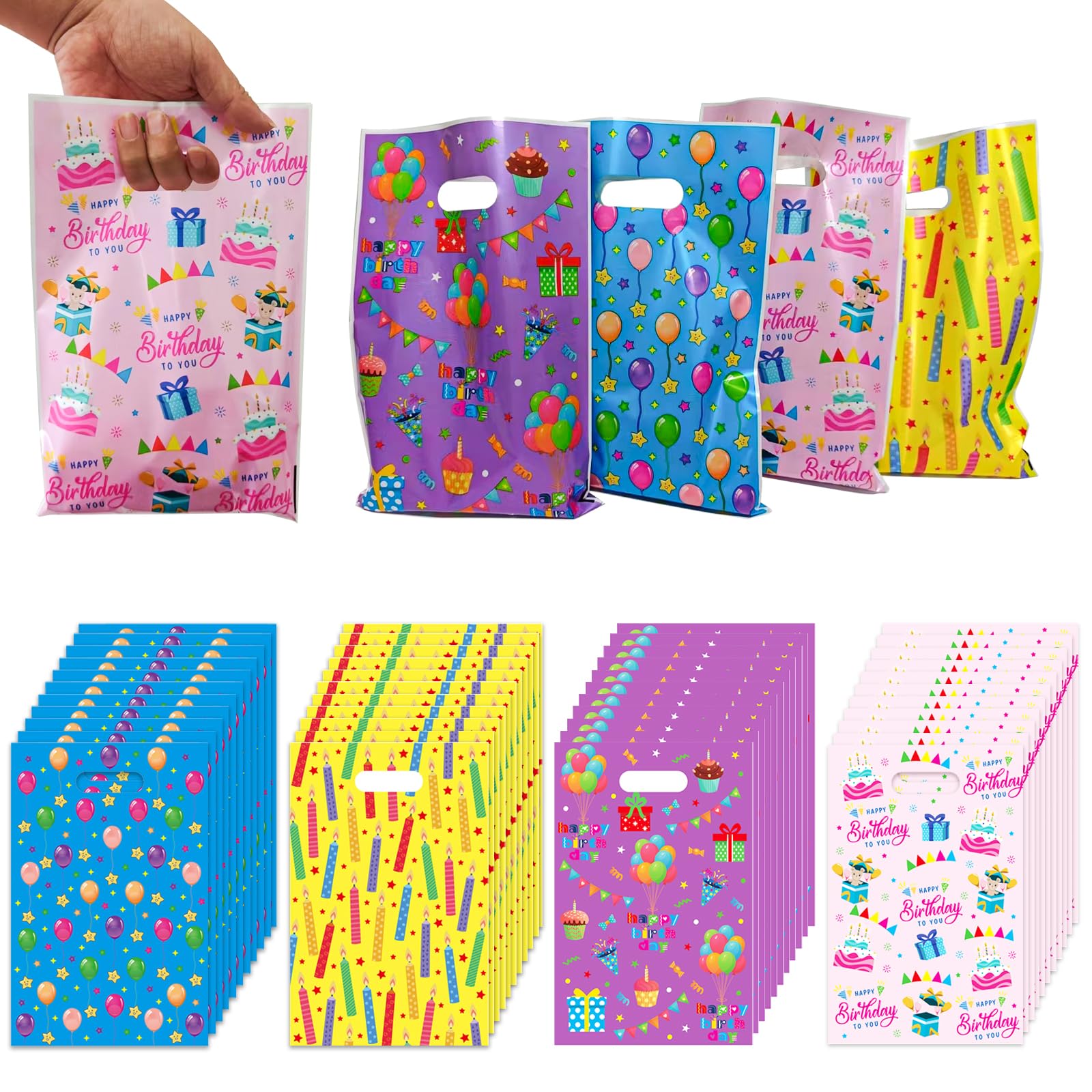 4 pezzi sacchetti regalo di buon compleanno con manico sacchetti di imballaggio di caramelle di carta di compleanno per bambini fornure per decorazioni per sacchetti regalo per feste di compleanno  15