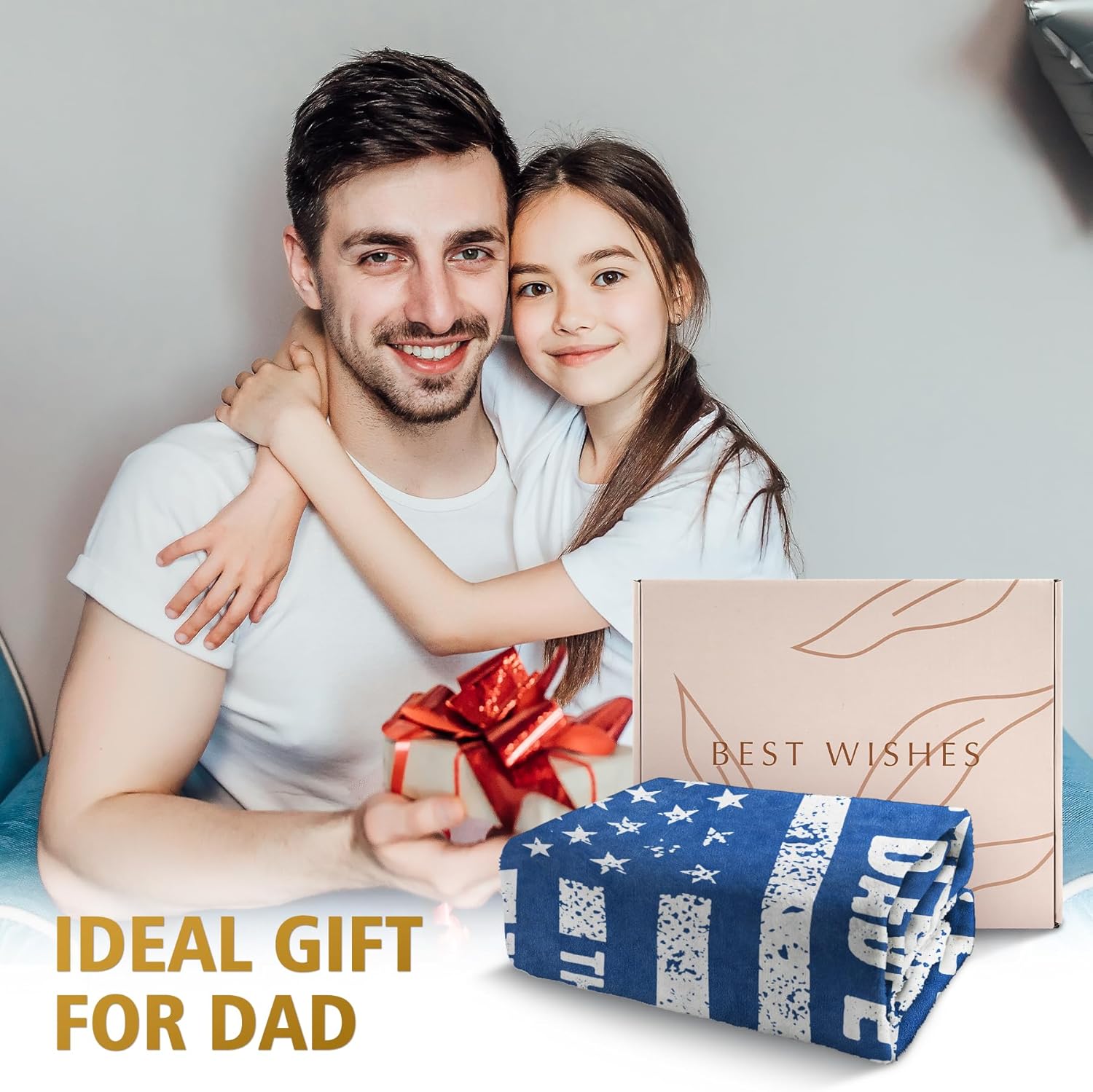 Craftique Christmas Birthday Gifts for Dad- Cool Flag Blanket with The Man The Myth The Legend- Dad Birthday Gift, Soft Blanket Throw for Bed Sofa Napping Camping, 80”×60” - Image 3