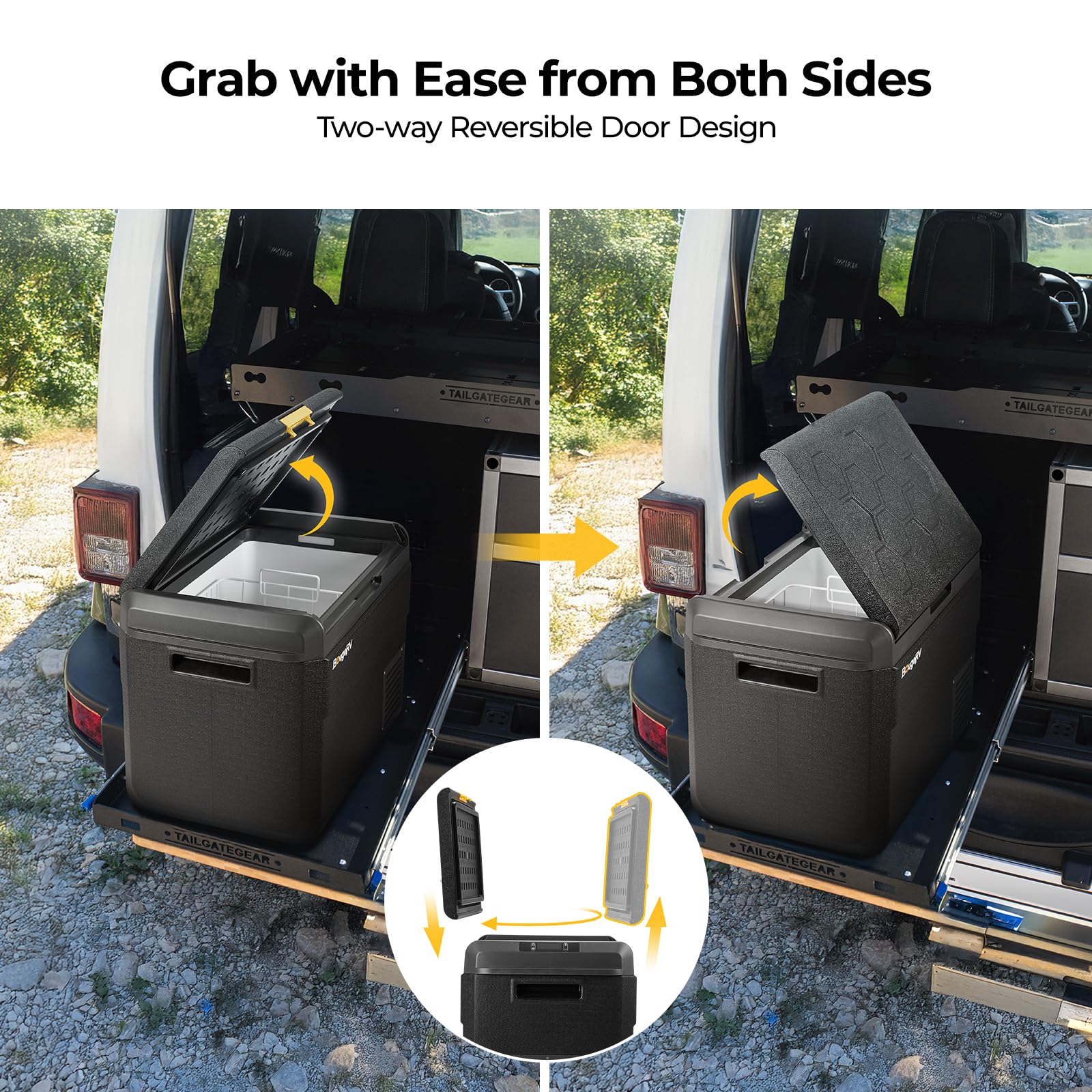BougeRV CRS 50L compressore frigo box 12 V/24 V 230 V con controllo APP cestino integrato portatile per auto, congelatore, campeggio, frigorifero, elettrico, IPX4, impermeabile, per viaggi, barca