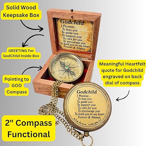 Miniatura 4 de Regalo para la brújula ahijada  Ahijada ahijada  I Promise to Love You, regalos de bautismo, confirmación de comunión cristiana, regalos de Navidad