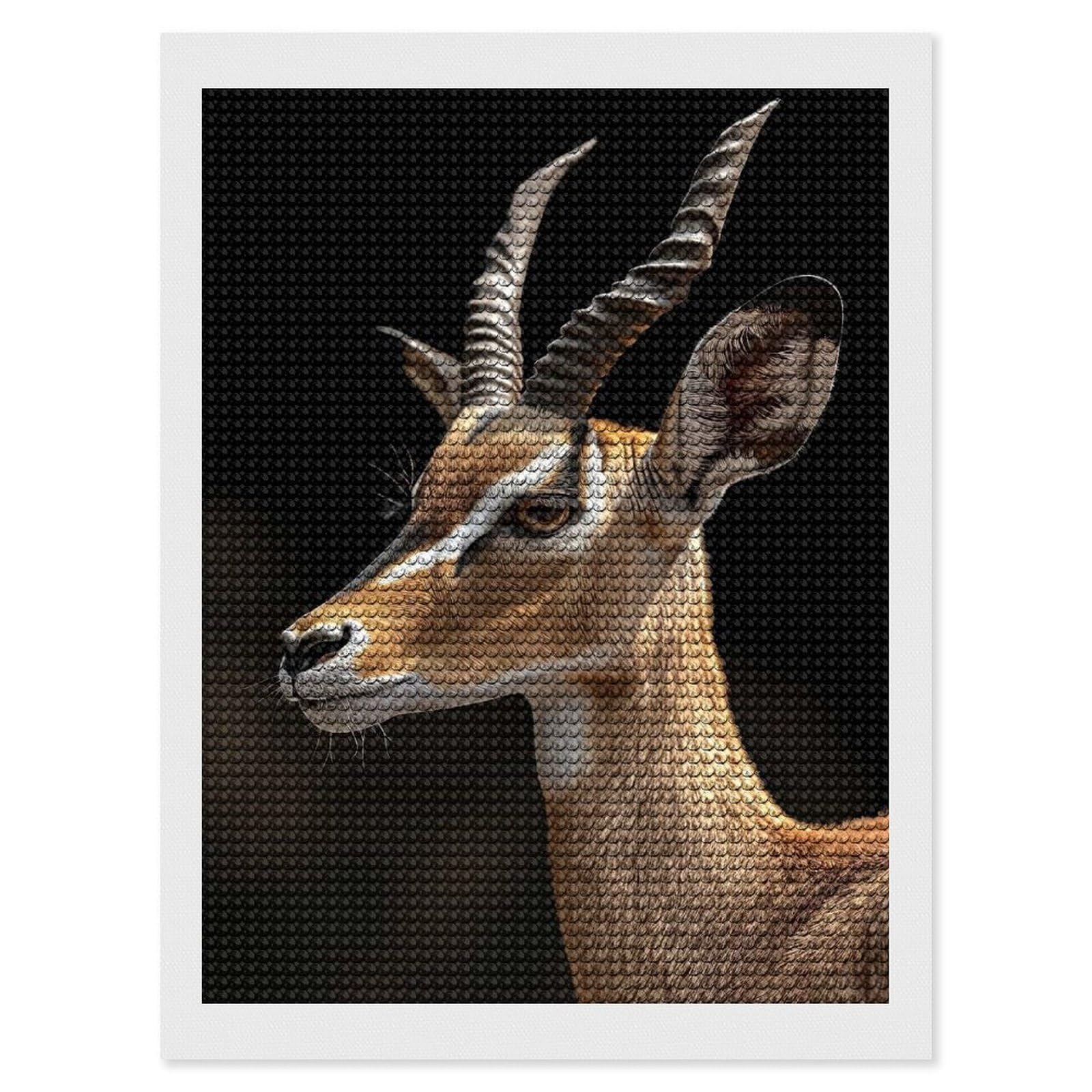 Junmoney Antelope Round Drill Diamond Painting 12"x16", Satisfying Creative Project, Complete Accessories, Printed Canvas